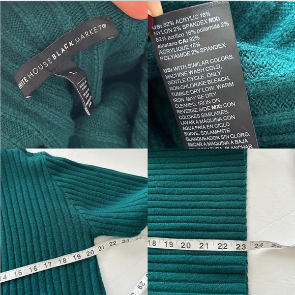 Green White House Black Market ribbed turtleneck sweater Large. - Picture 8 of 8
